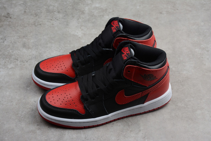 kids air jordan 1 retro high og banned bred black red 555088 001