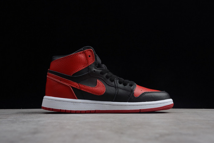 kids air jordan 1 retro high og banned bred black red 555088 001