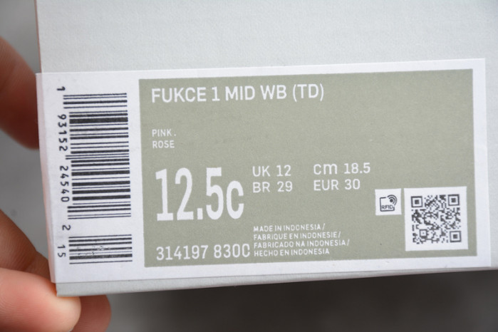 kids nike air force 1 mid wb pink rose 314197-8300