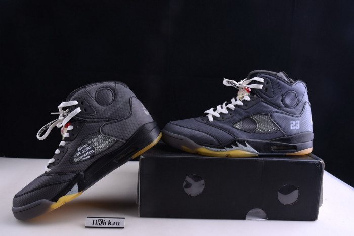 air jordan 5 retro ofw black/muslin-fire red ct8480-001