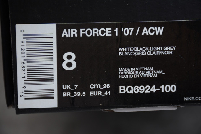 a cold wall x air force 1 low white bq6924-100